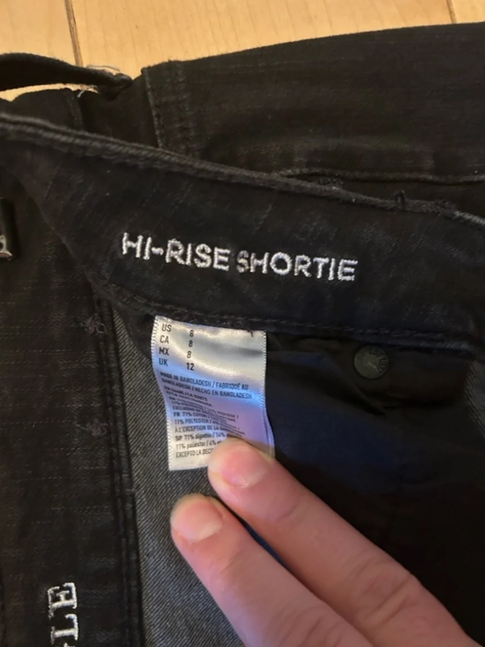 American Eagle Outfitters Black Denim Shorts High Rise Shortie Size 8